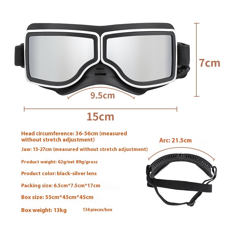 Lunettes « Moto » anti-UV réglables pour chien – marque PETLESO - Image 2
